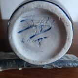 Vase with flamed blue signature in art deco ceramic