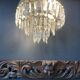 Ceiling light with 3 rows of crystal, 1950