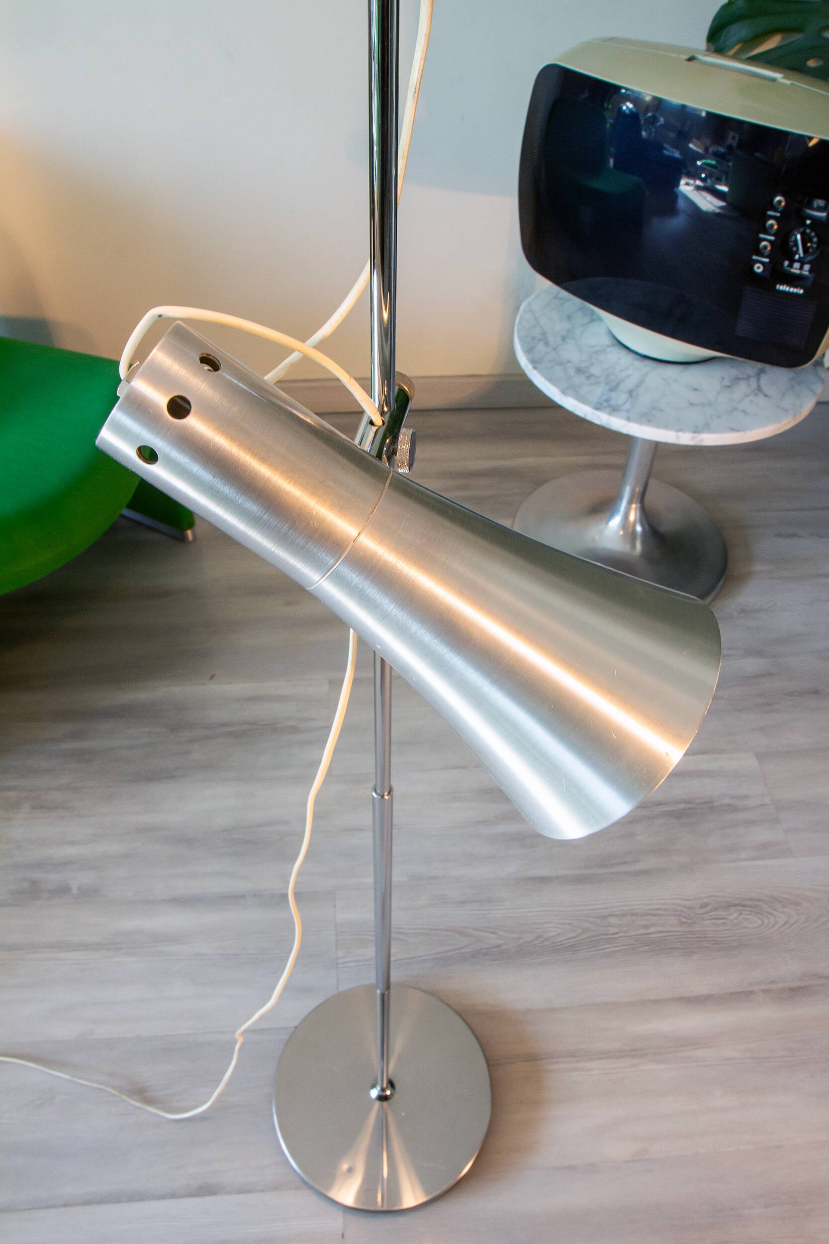 Lampadaire 70's, Italie, chrome et aluminium