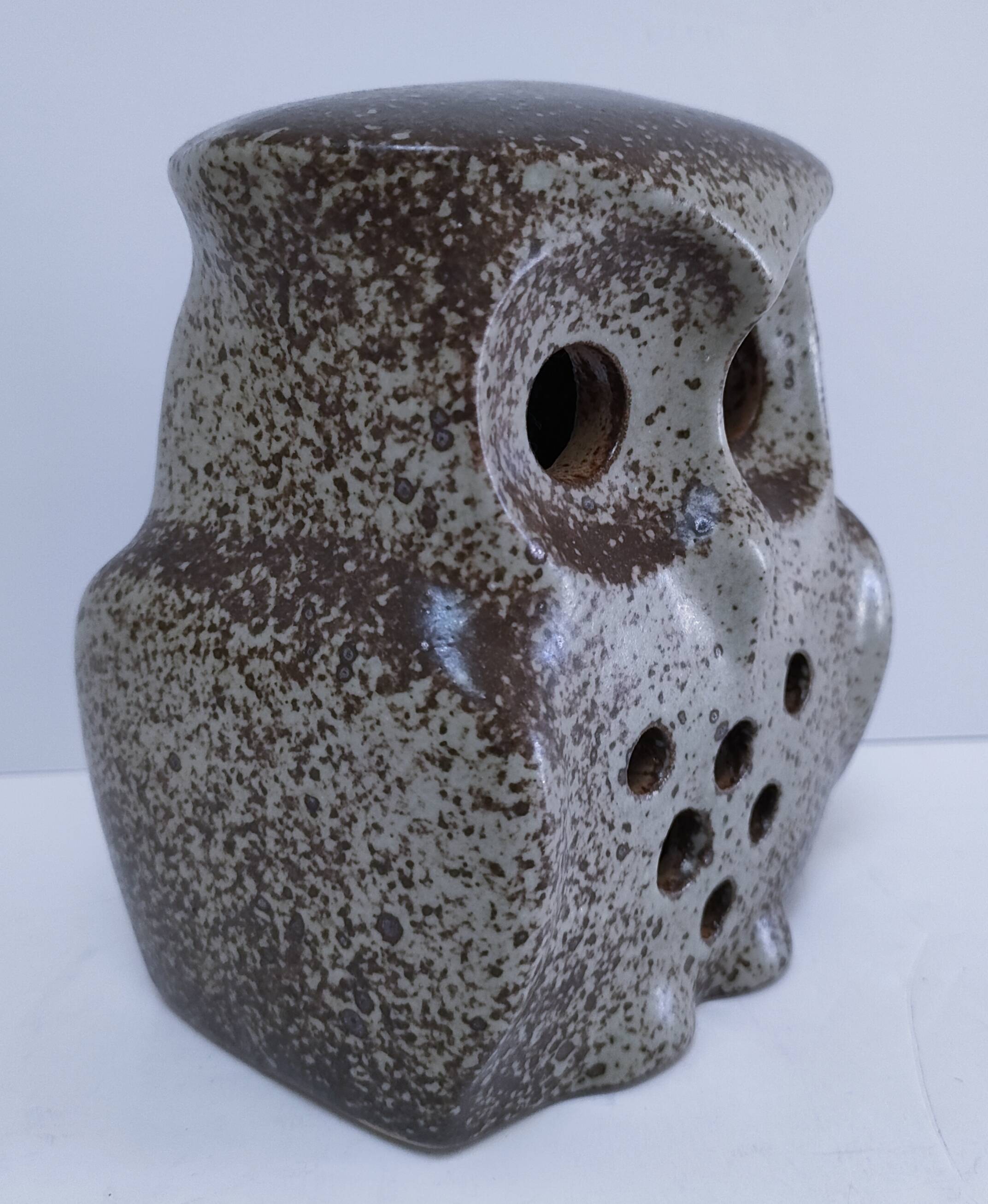 vintage pyrite stone owl candlestick