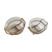 paire de plats Bodum Denmark 70's anses de rotin