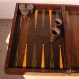 19th century games box in walnut and boxwood