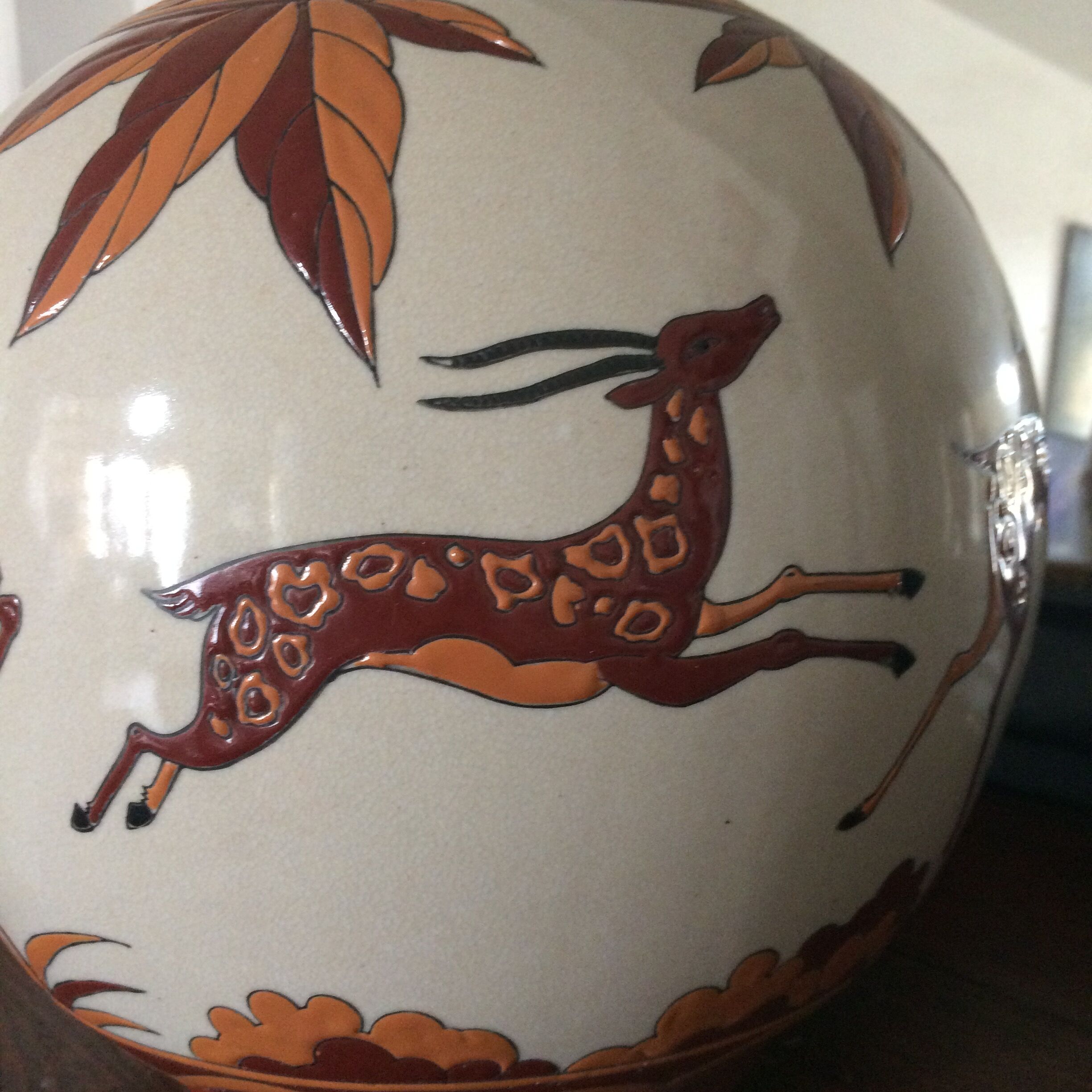 Art Deco cracked ceramic vase