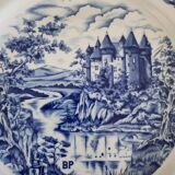 Set of 4 Pyroblan porcelain plates with vintage blue and white decor
