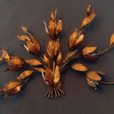 Monumental Vintage Wall Lamp with Golden Leaf Decor by Hans Kögl, 1960s