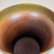 Art Deco champagne cooler in copper and brass with relief patterns, Sweden, 1930s.