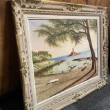 Signed painting The port of Antibes