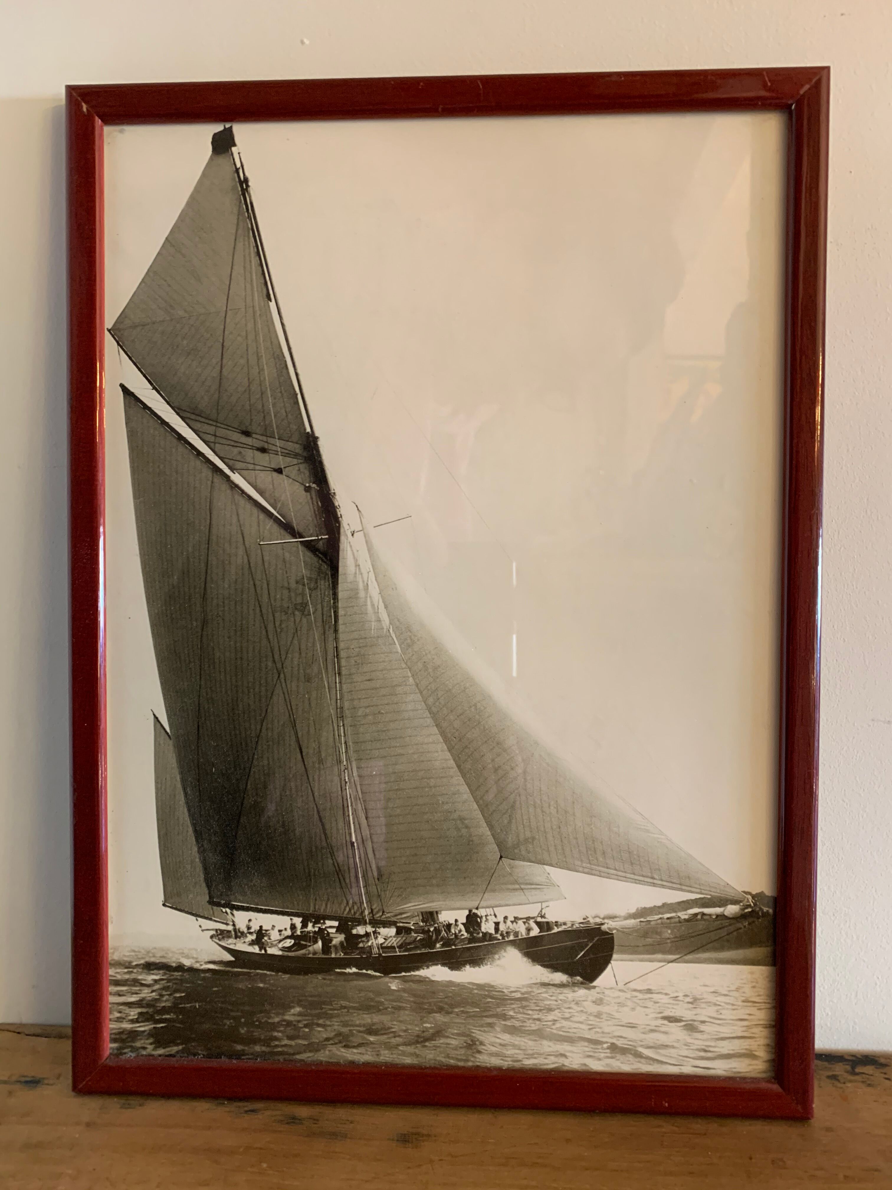 Lot of 3 black and white photographs sails and sailboats
