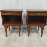 Pair of vintage bedside tables compass legs