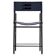 Timeless bar stool with a navy blue leather backrest and black metallic rubber.