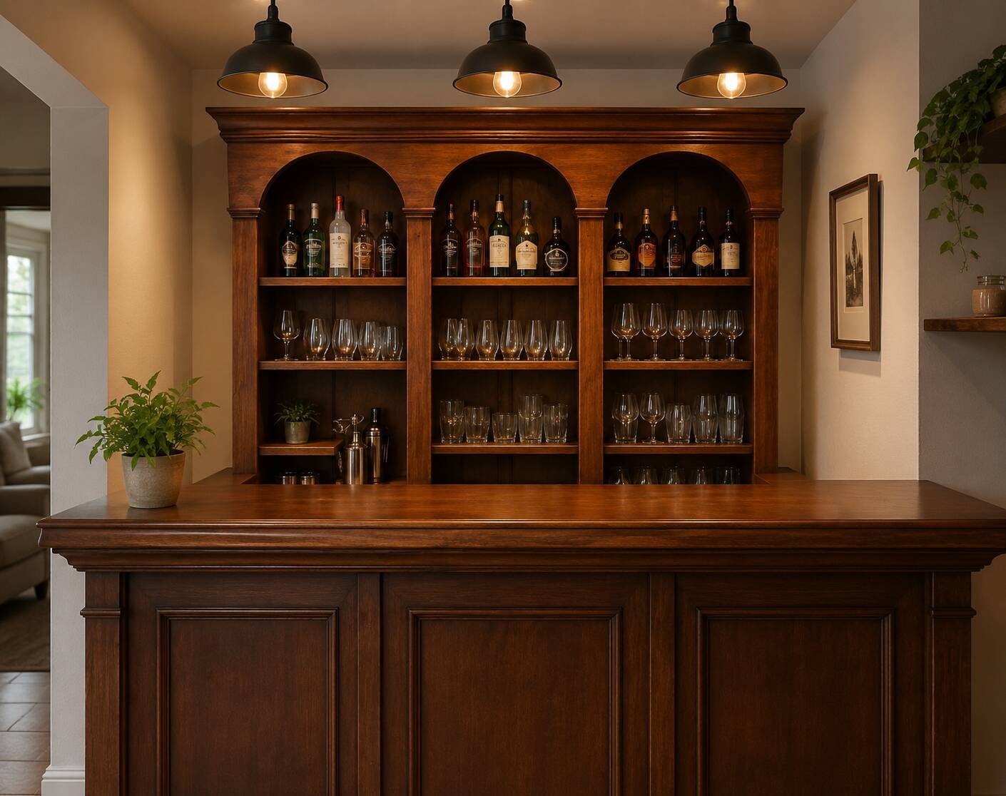 Bistro window in fir wood