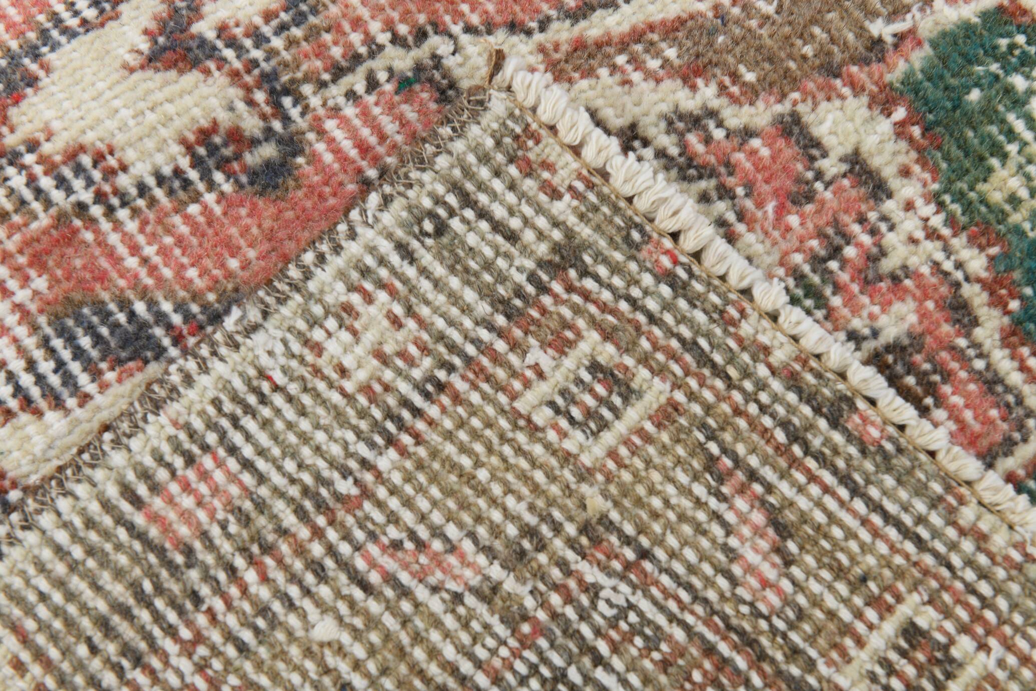 Green Beige Medallion vintage turkish Rug, hand made vintage carpet