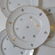 6 flat plates Moulin des Loups faience flowers vintage gold