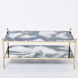 Table basse laiton chrome miroir décoré  1970