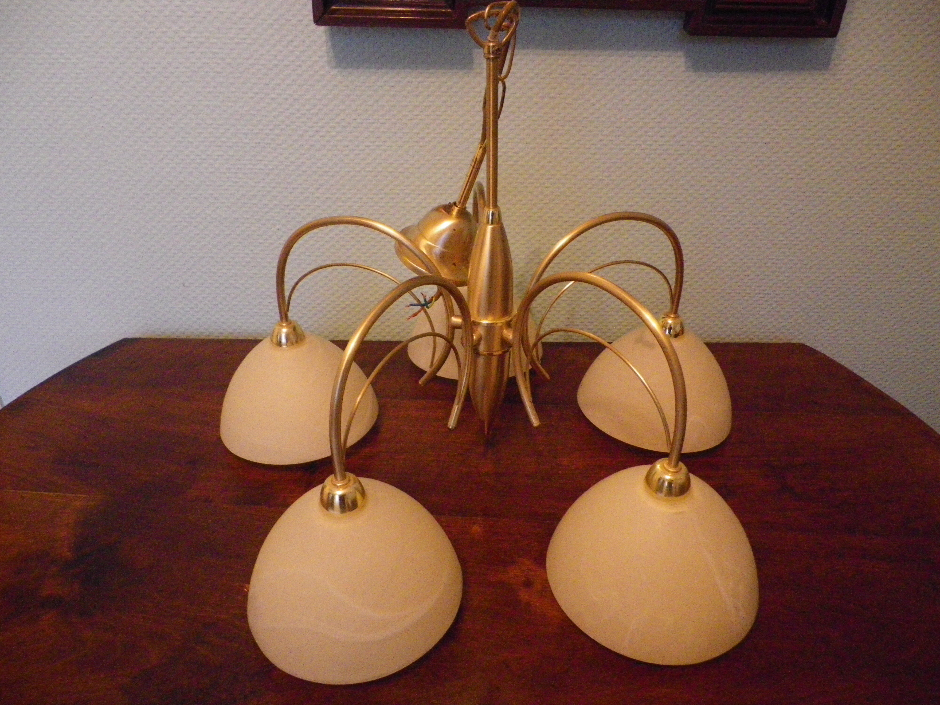 5-branched pendant light from the 70s, Honsel, Germany