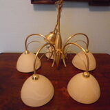 5-branched pendant light from the 70s, Honsel, Germany