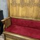 Monumental Gothic style bench in solid oak and patinated plaster circa 1800 / length 282 cm