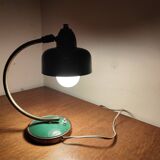 Vintage Scandinavian Art Deco desk lamp from the 40s, golden brass, retro, moon shape, swan neck
