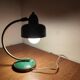 Vintage Scandinavian Art Deco desk lamp from the 40s, golden brass, retro, moon shape, swan neck