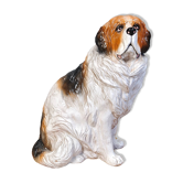 Life sized vintage glazed terracotta St Bernard dog sculpture, 1960s