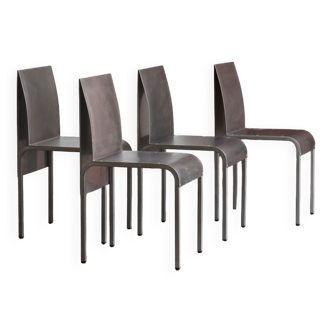 Set of 4 metal dining chairs, Belgium, 1980s