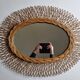 Original vintage rattan mirror, oval shape, 70 cm