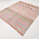 Tapis Kilim bohème rouge pâle et vert, 193 x 222 cm