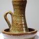 Large hand-held candle holder in handcrafted stoneware in the style of Baudat, La Borne, vintage
