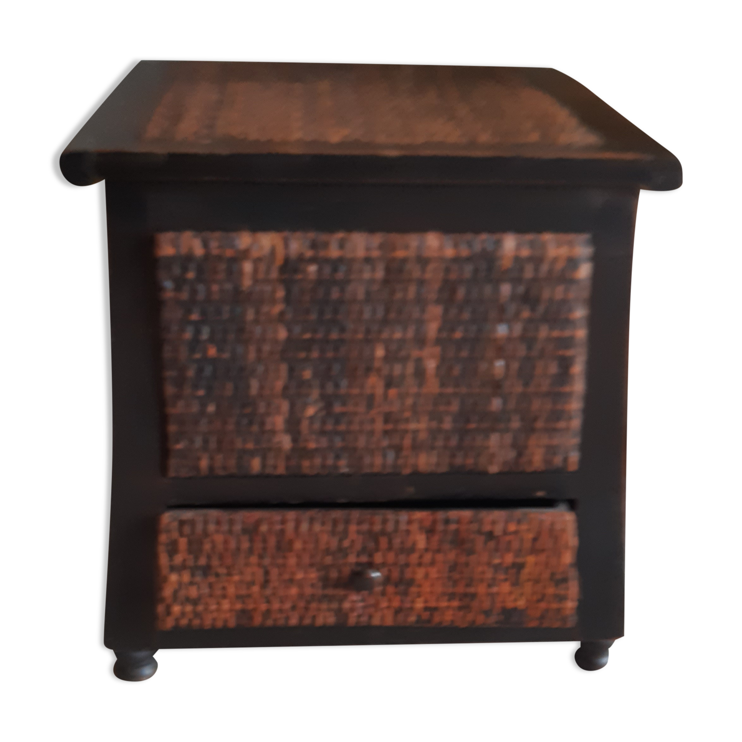 Wooden chest and braided rice straw