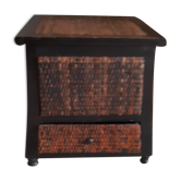 Wooden chest and braided rice straw