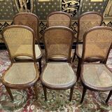 Set of 6 Louis XVI style chairs in cane - Caned