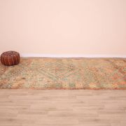 Peach Vintage Moroccan Rug 173 x 383 cm, Berber Wool Rug, Handmade Boho Rug