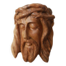 Christ en bois d'olivier sculpture tête visage fabrication artisanale décoration campagne religieux