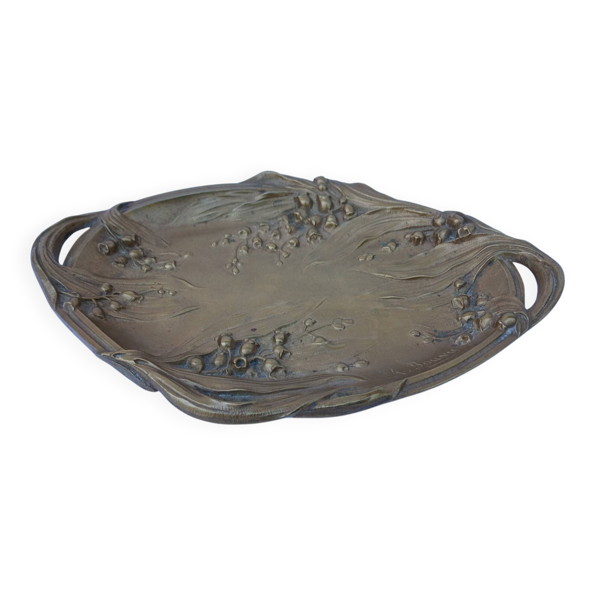 Antique bronze Art Nouveau ashtray signed Bouny