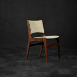 Vintage Scandinavian Modern Teak and Beige Wool Dining Chairs Model 89 by Erik Buch, 1950s, Set of 4