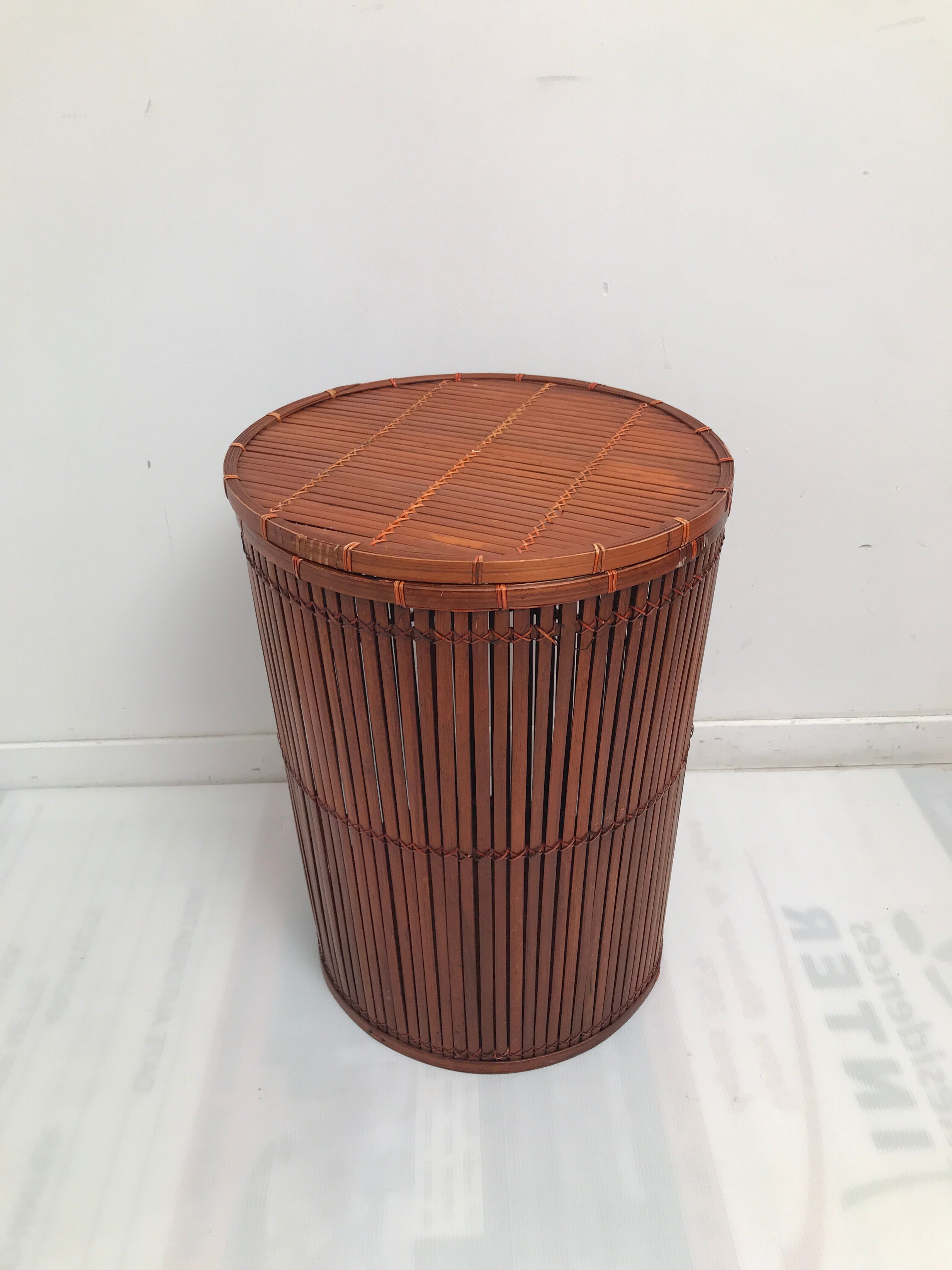 Vintage oval wicker linen basket