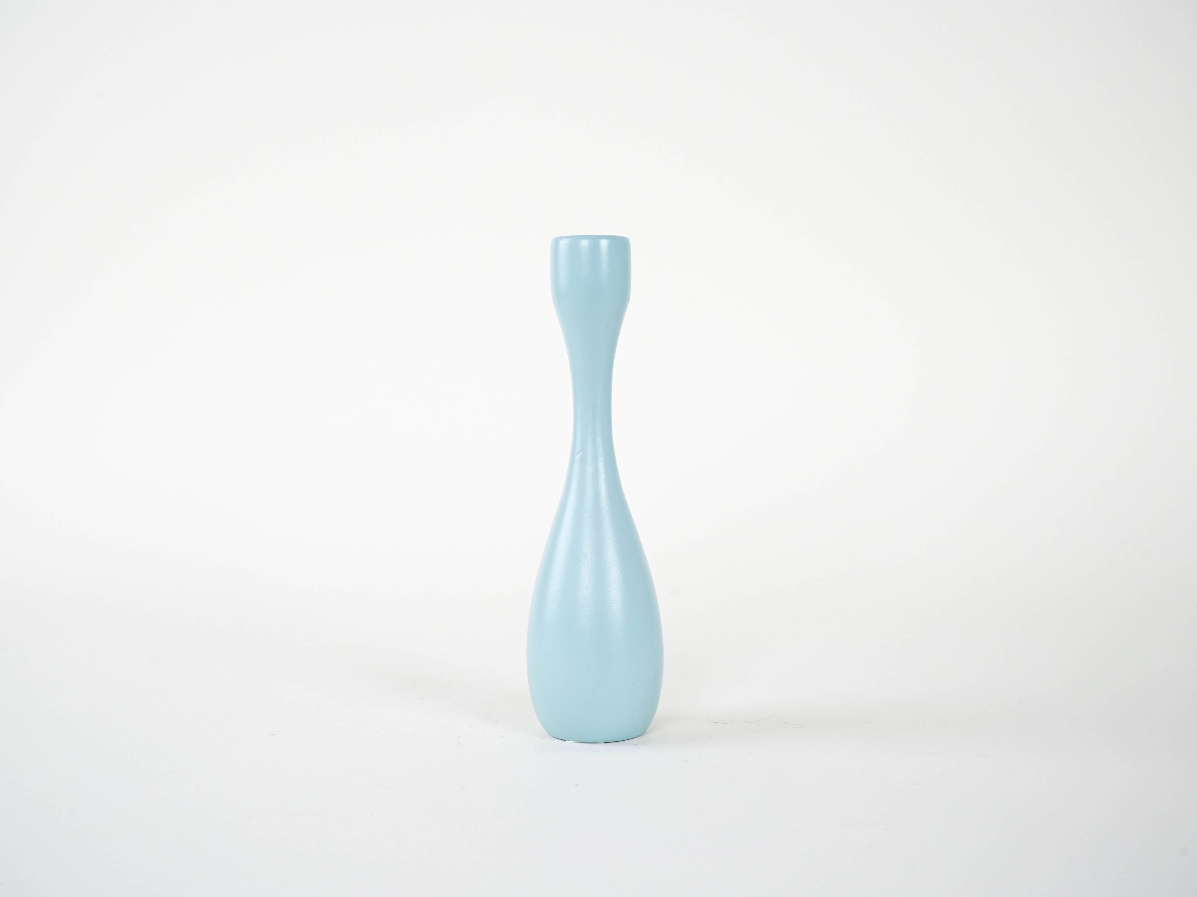 Bougeoir bleu pastel, design danois, années 1970, fabriqué au Danemark