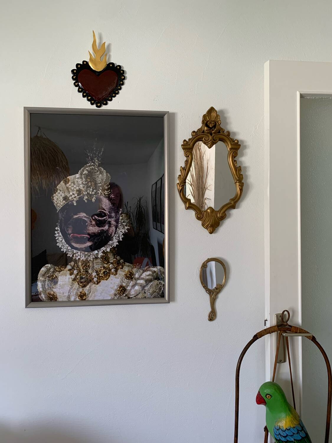Art Nouveau brass mirror for women