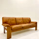 Cognac Leather Sofa By Sapporo For Mobil Girgi, Italy 1970s