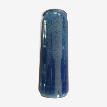 Vase en grès émaillé bleu moucheté