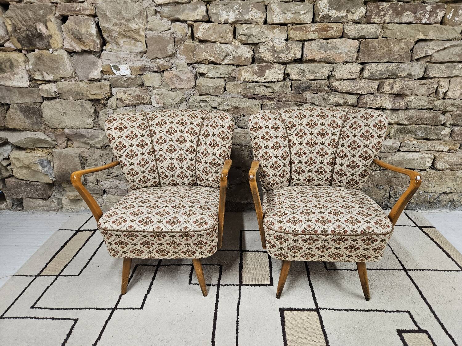 Pair of 1960 flowered armchairs