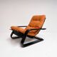 Reupholstered cognac coloured lounge chair, 1960s