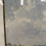 Marine watercolor "Sailboat at sea and stranded on the beach" 20th century