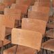 Set of 6 Czech school chairs in metal and wood, Kovona bistro style.