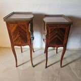 Pair of Louis XV style bedside tables in marquetry