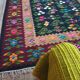 Tapis Oltenian floral, tissé à la main, Roumanie