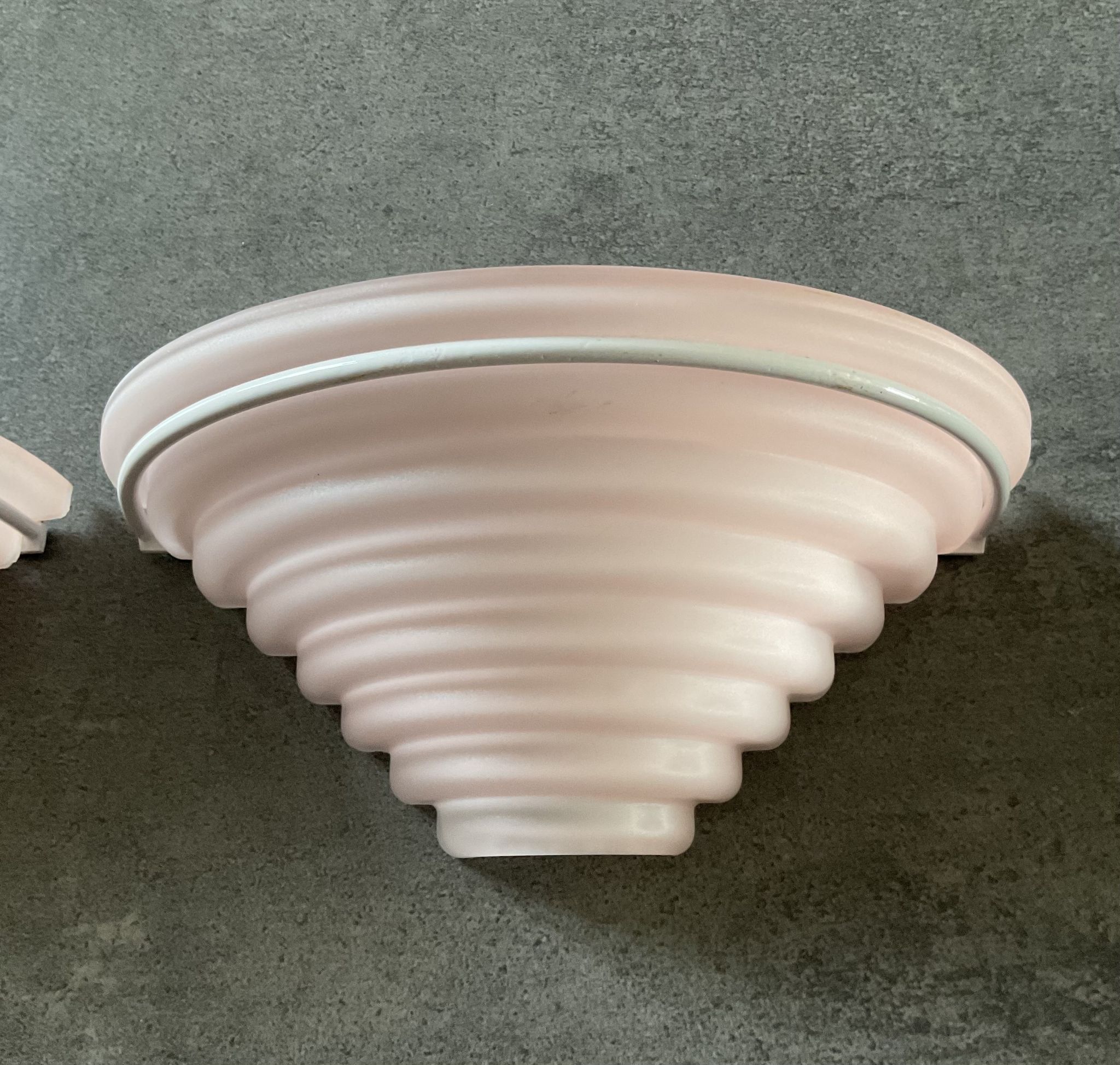 Pair of vintage frosted glass wall lamps 70s-80s