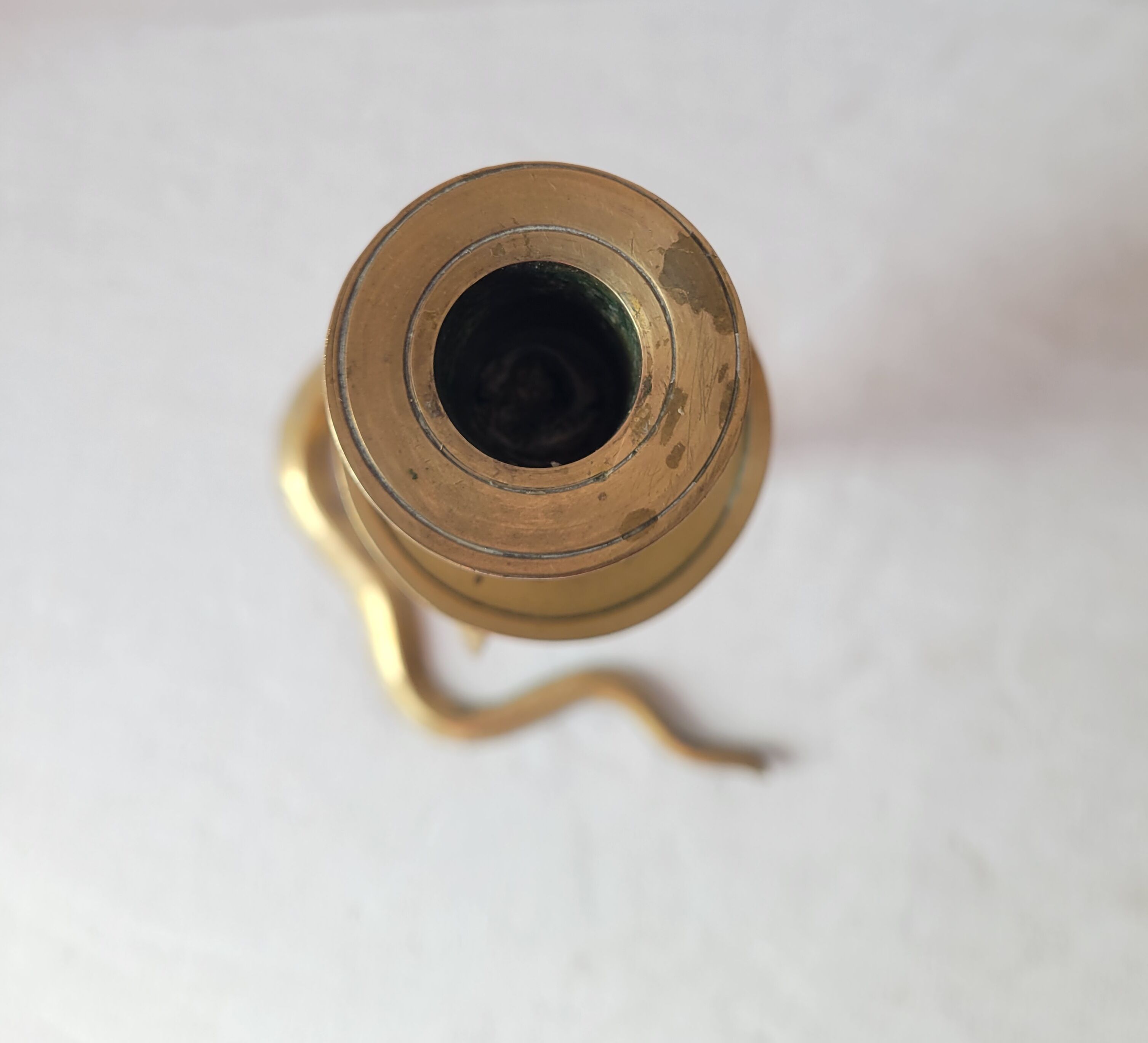 Zoomorphic snake cobra brass candle holder