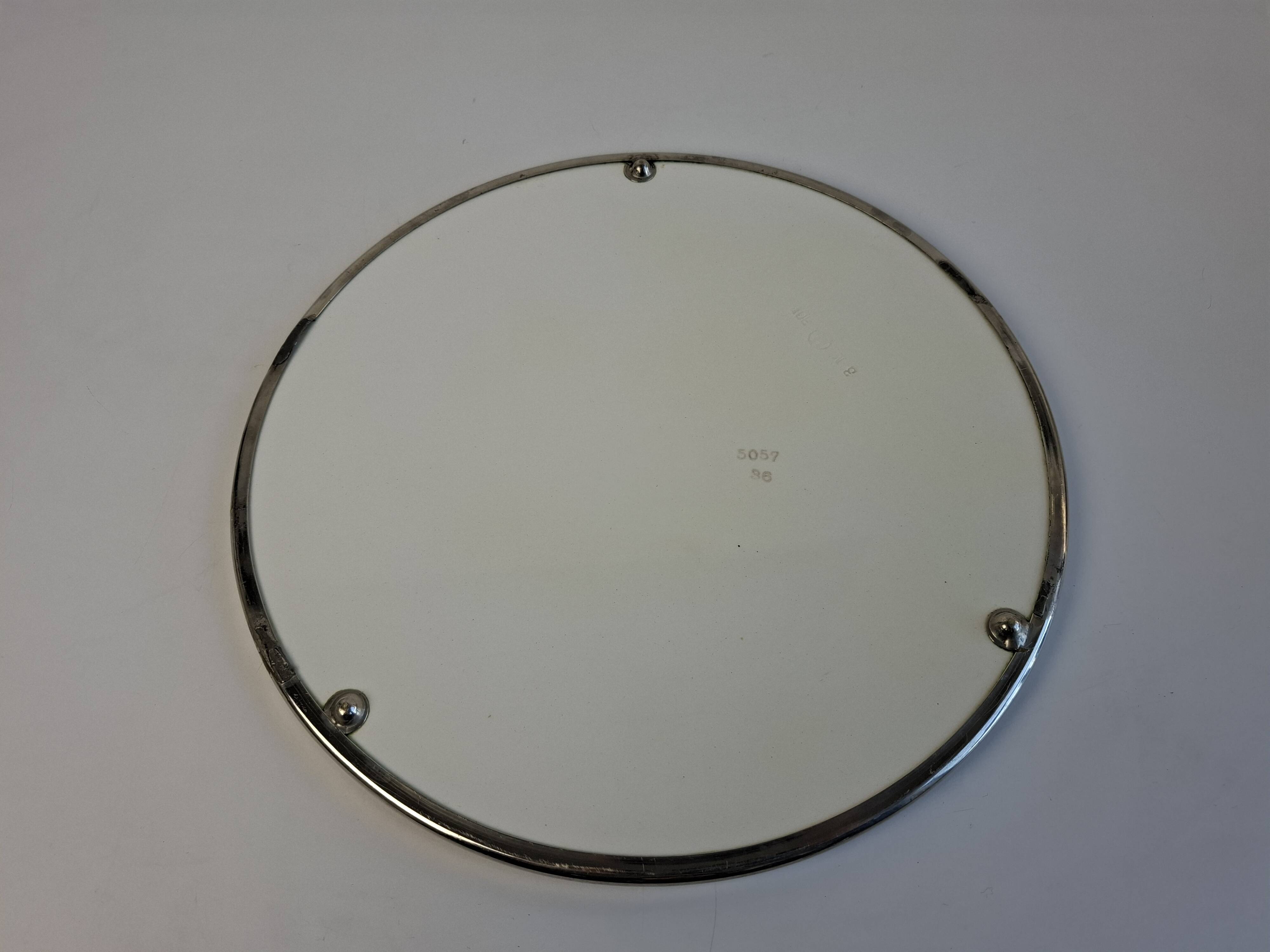 Czechoslovak Art Deco Porcelain Tray with Plum Motif and Metal Rim, 1930s