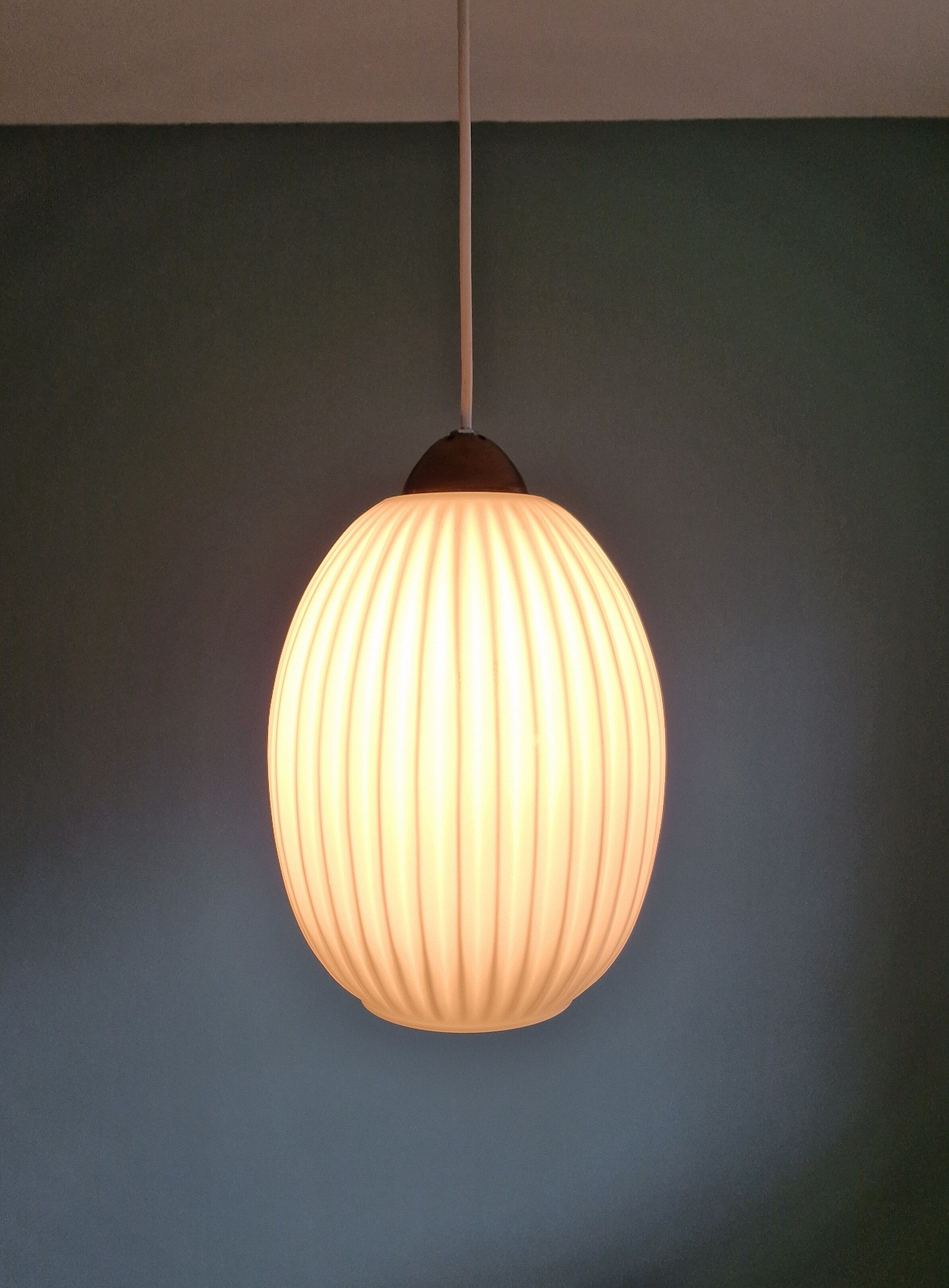Scandinavian suspension lamp in white opaline 1960s